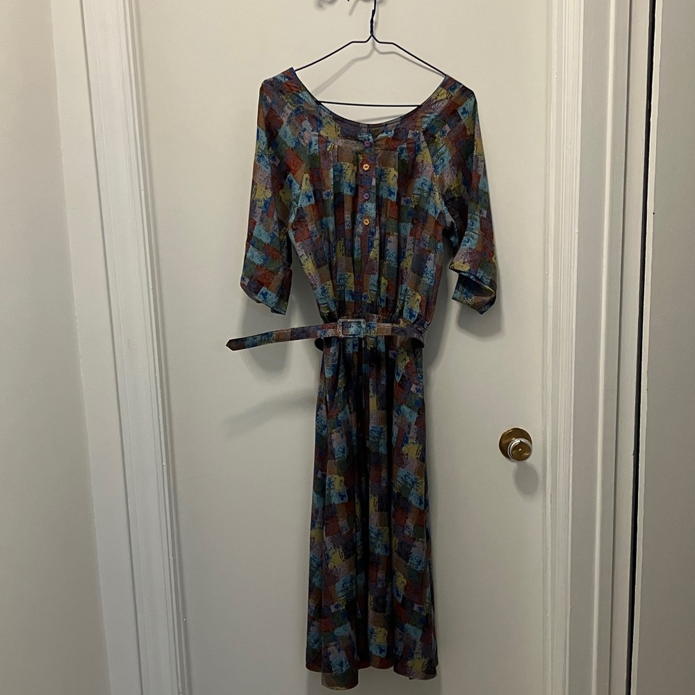 Vintage Pat McDonagh Multicolor Patterned Dress